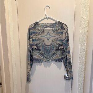 SHEIN Blue and Green Patterned Top